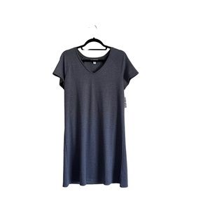 Nine West- Heathered Blue V-Neck T-shirt Dress, NWT, Size Medium